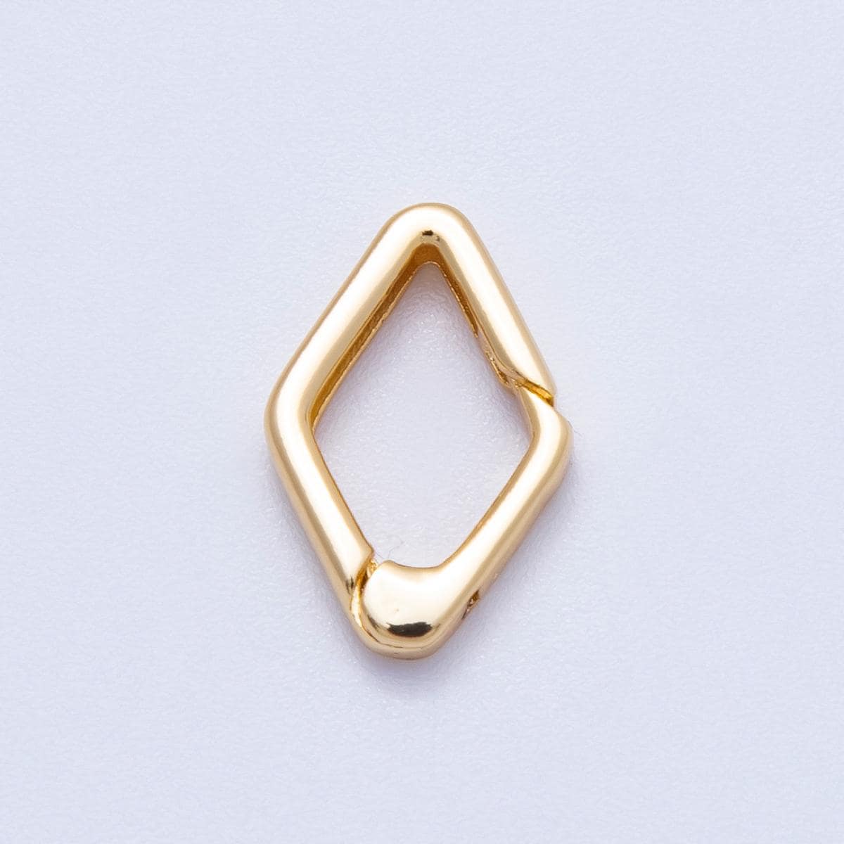 18K Gold Filled 14.7mm Rhombus Clasp Diamond Shape Finding Modern Hinged Snap Connector for DIY Jewelry for custom Necklace | FINDINGS-00123