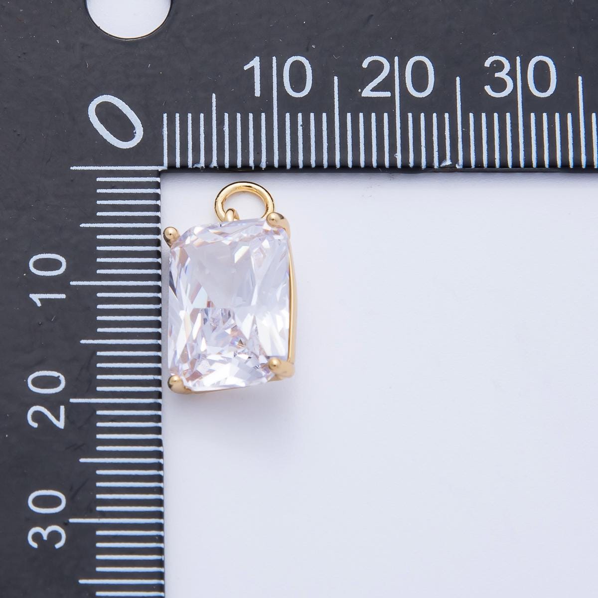 16K Gold & Silver Emerald Cut Birthstone Charm 16.5mm Rectangle Crystal Charm DIY Jewelry Making Supply for custom Necklace | CHARMS-00294
