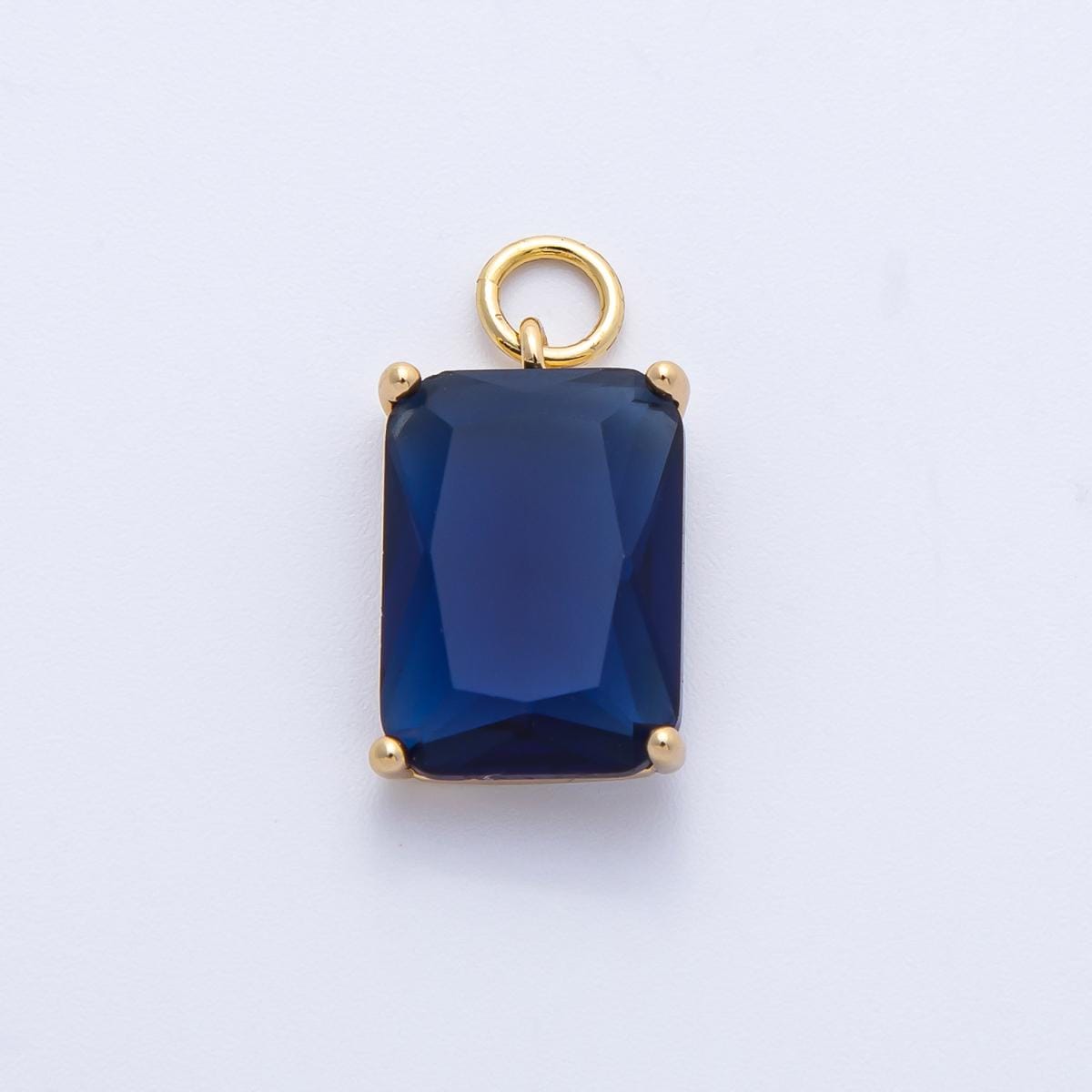 16K Gold & Silver Emerald Cut Birthstone Charm 16.5mm Rectangle Crystal Charm DIY Jewelry Making Supply for custom Necklace | CHARMS-00294