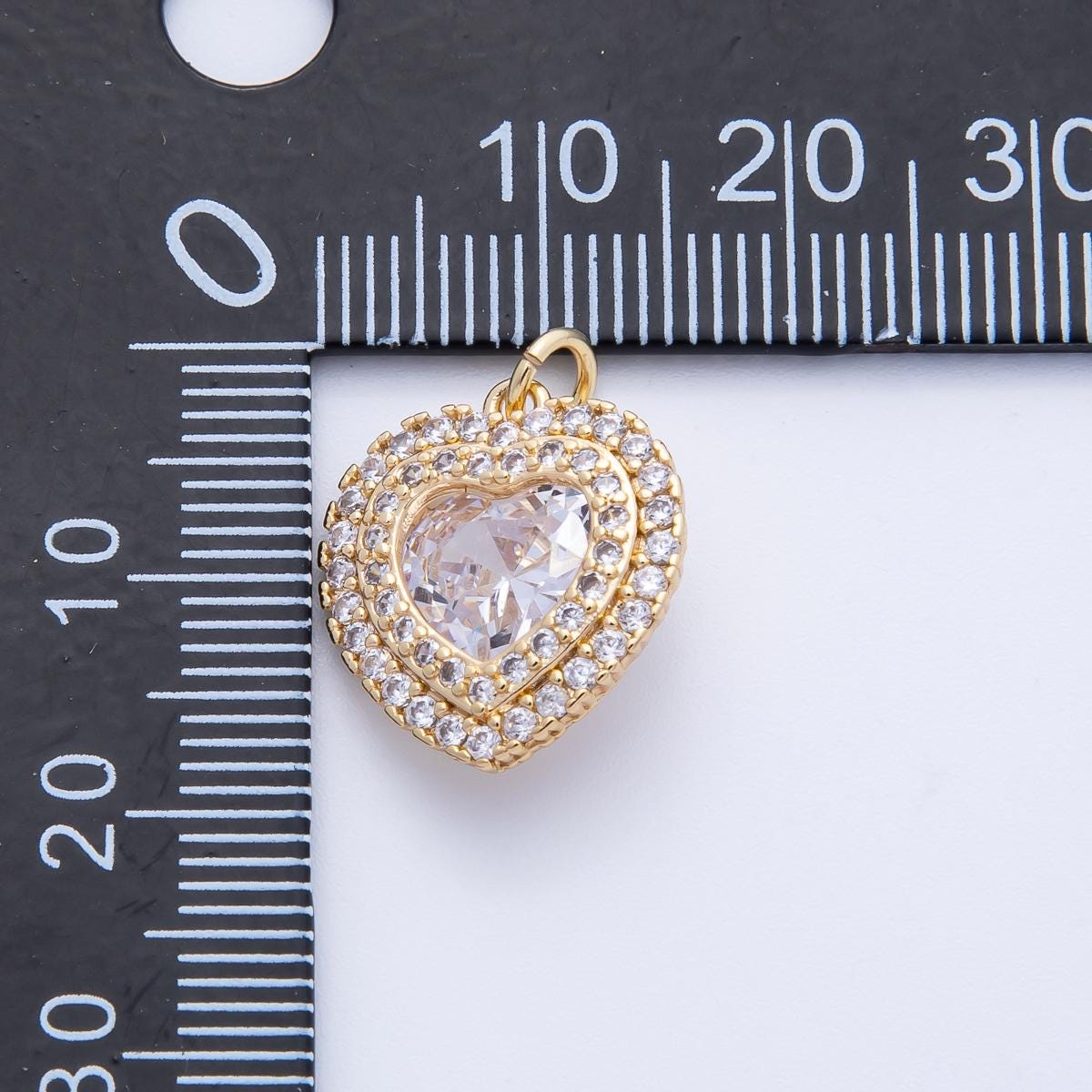 18k Gold Filled & Silver Dainty Heart Birthstone Charm Sparkle Micro Pave CZ Halo Pendant Personalized Valentine's Gift Her | CHARMS-00303