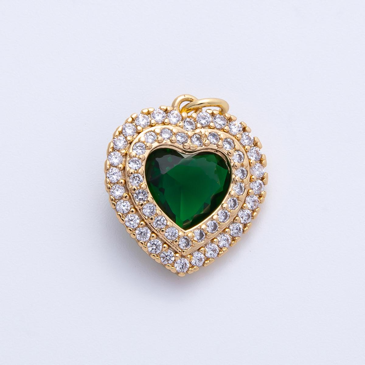 18k Gold Filled & Silver Dainty Heart Birthstone Charm Sparkle Micro Pave CZ Halo Pendant Personalized Valentine's Gift Her | CHARMS-00303
