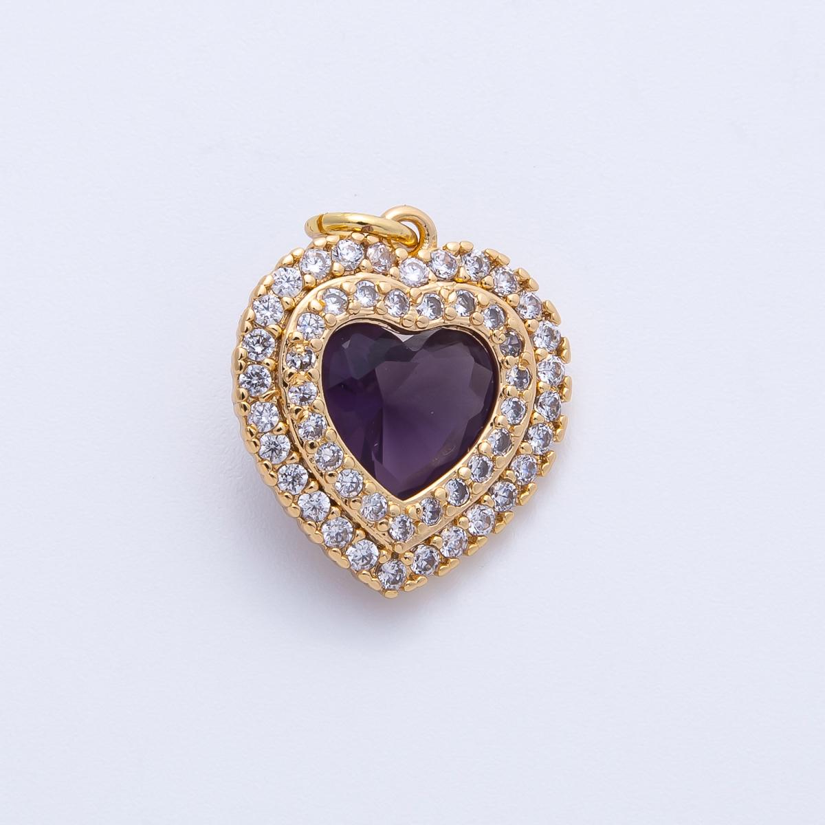 18k Gold Filled & Silver Dainty Heart Birthstone Charm Sparkle Micro Pave CZ Halo Pendant Personalized Valentine's Gift Her | CHARMS-00303