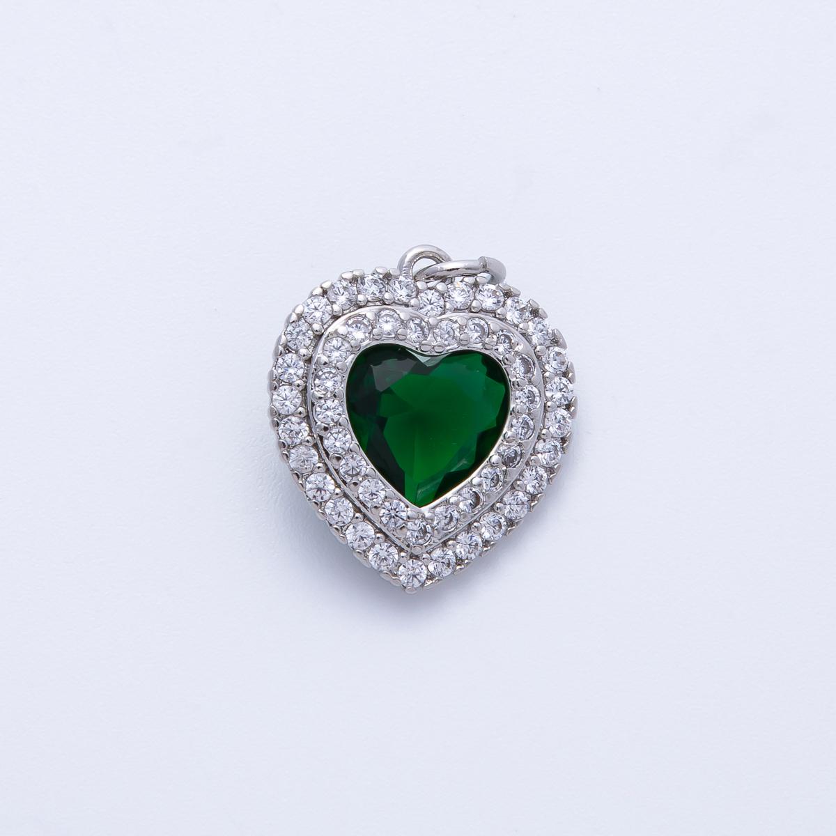 18k Gold Filled & Silver Dainty Heart Birthstone Charm Sparkle Micro Pave CZ Halo Pendant Personalized Valentine's Gift Her | CHARMS-00303
