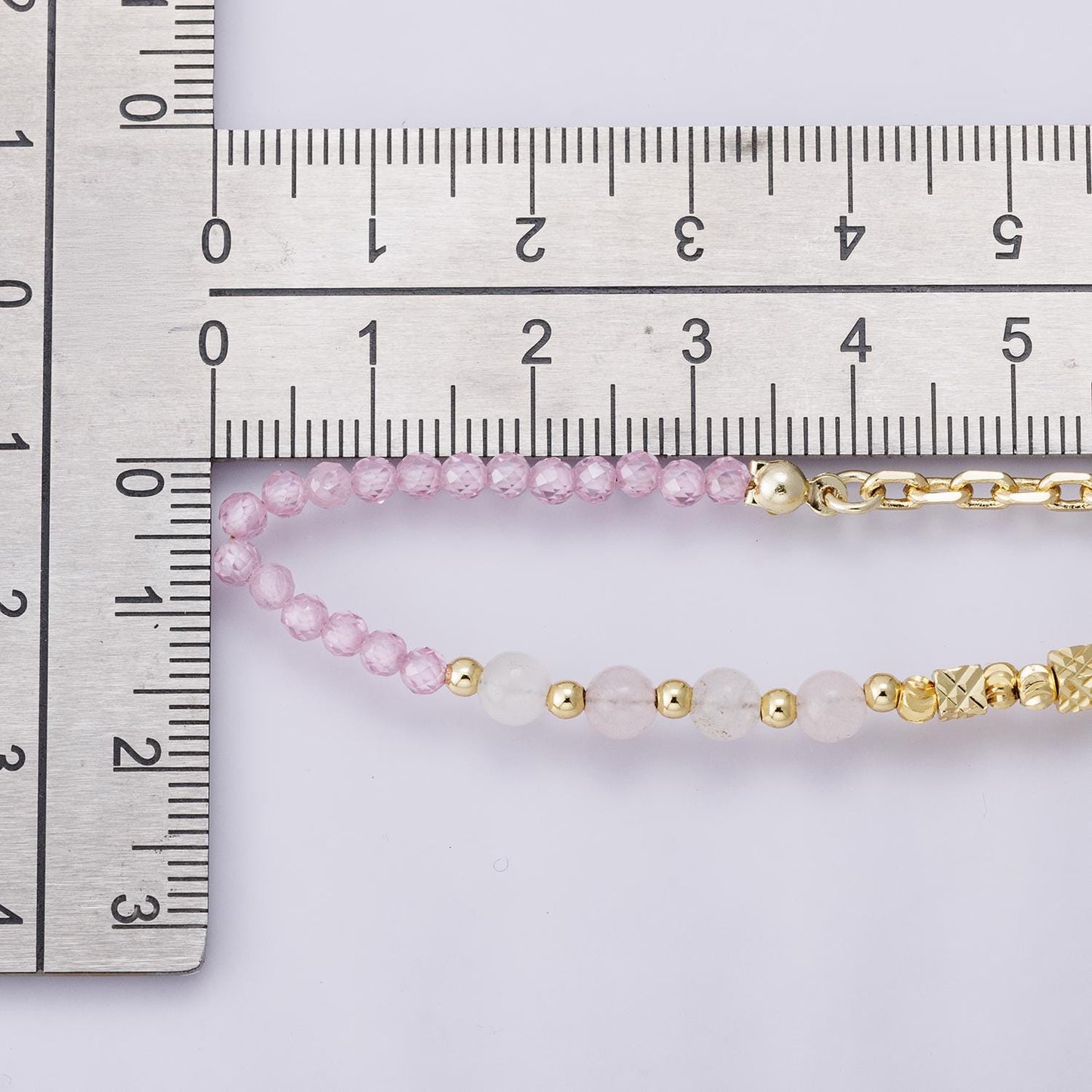 16.5inch Pink Ombre Gemstone 24k Gold Filled Faceted Rose Quartz Beaded Dainty Layering Necklace Handmade Jewelry Gift for Her | WA-04175