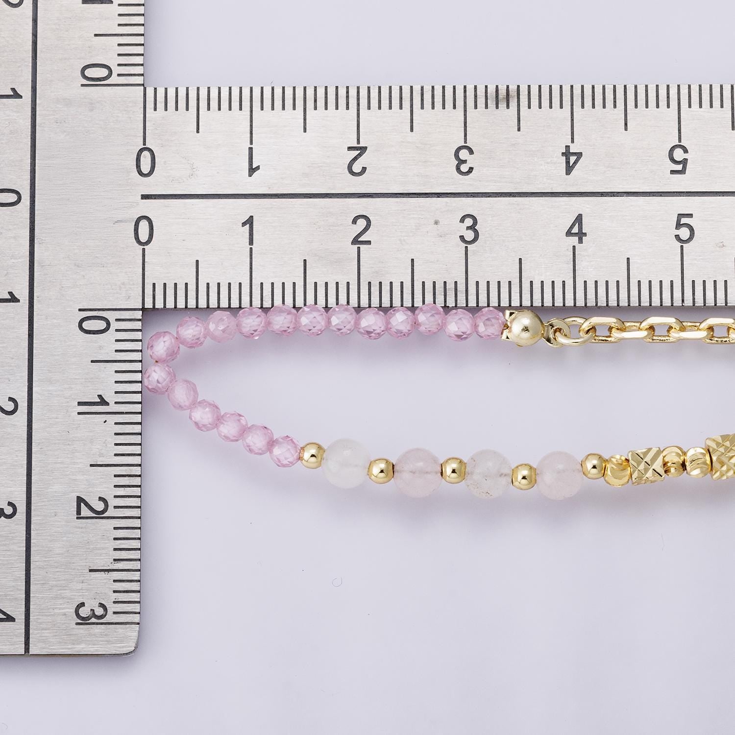 16.5inch Pink Ombre Gemstone 24k Gold Filled Faceted Rose Quartz Beaded Dainty Layering Necklace Handmade Jewelry Gift for Her | WA-04175