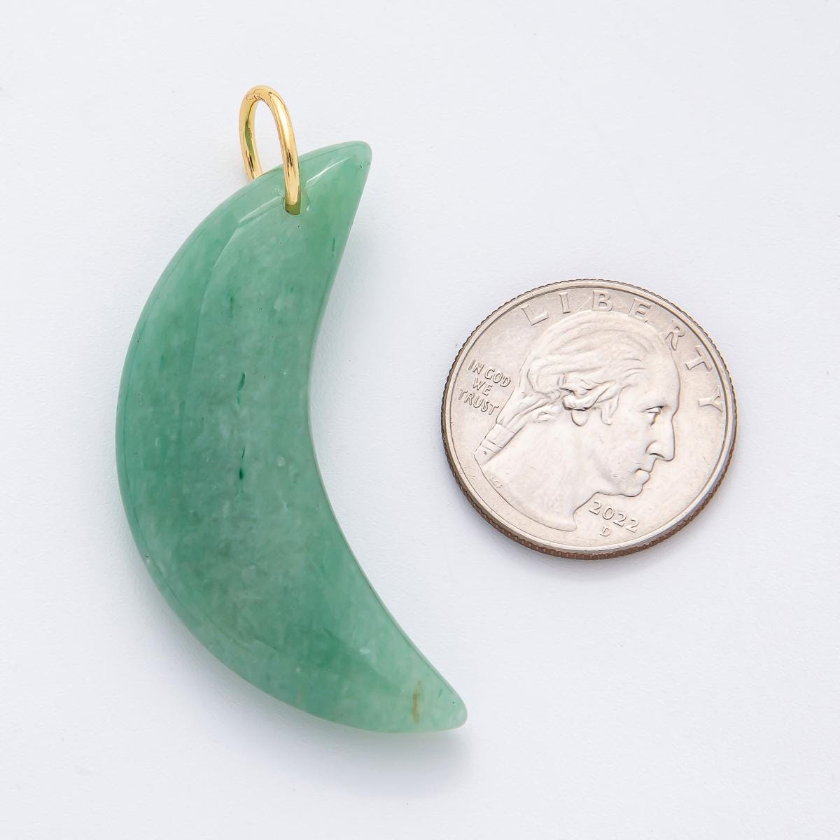 18k gold filled Crescent Moon Green aventurine, Agate, Opal, Quartz charm Big Celestial Pendant Charm | N-412