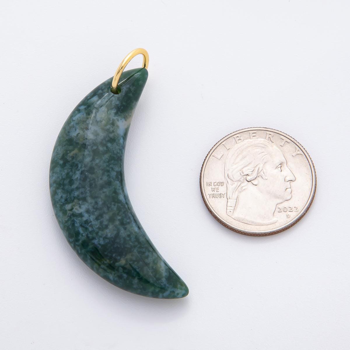 18k gold filled Crescent Moon Green aventurine, Agate, Opal, Quartz charm Big Celestial Pendant Charm | N-412