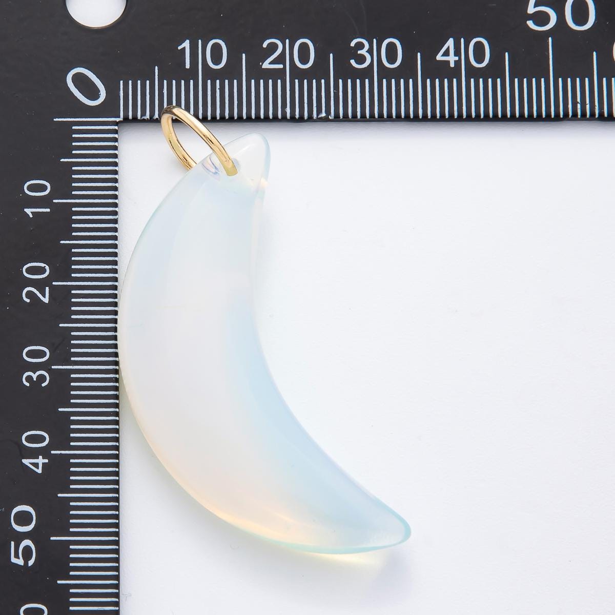 18k gold filled Crescent Moon Green aventurine, Agate, Opal, Quartz charm Big Celestial Pendant Charm | N-412