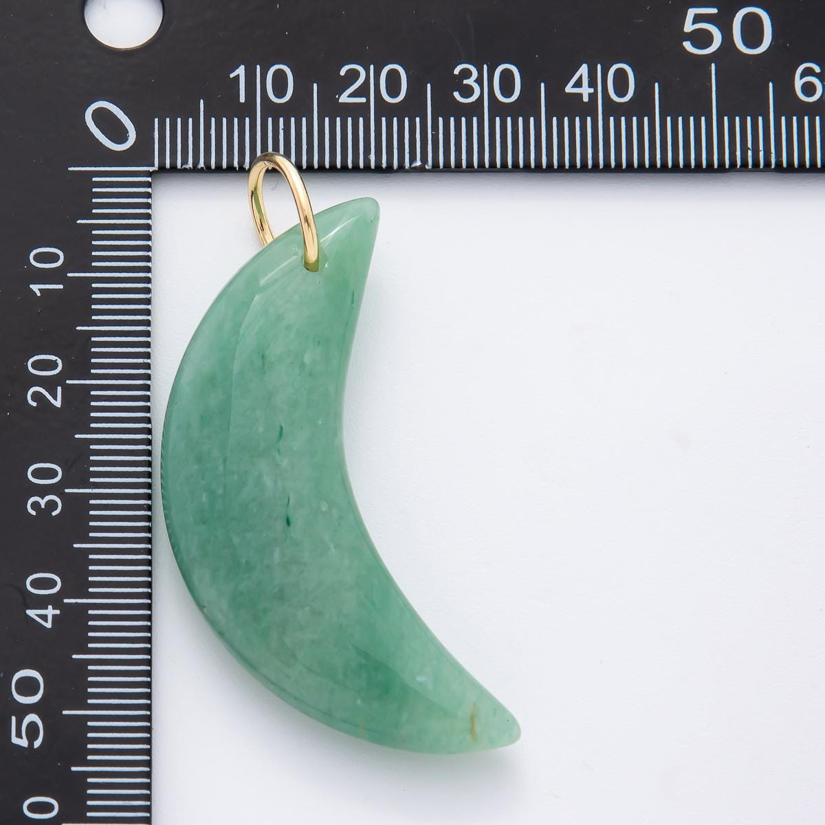 18k gold filled Crescent Moon Green aventurine, Agate, Opal, Quartz charm Big Celestial Pendant Charm | N-412