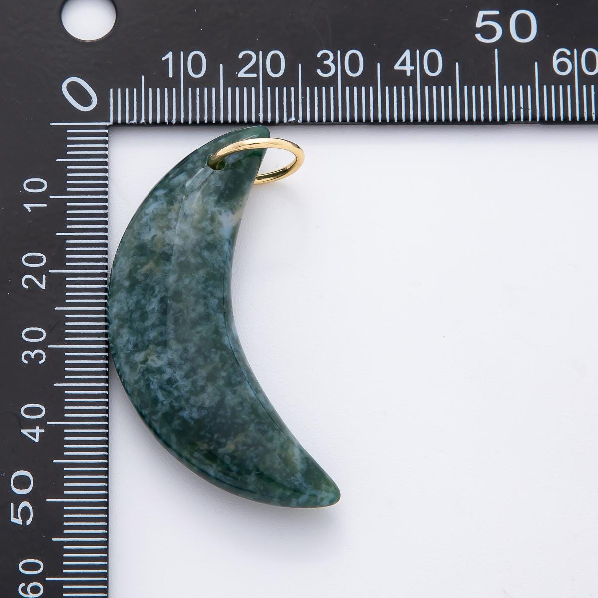 18k gold filled Crescent Moon Green aventurine, Agate, Opal, Quartz charm Big Celestial Pendant Charm | N-412
