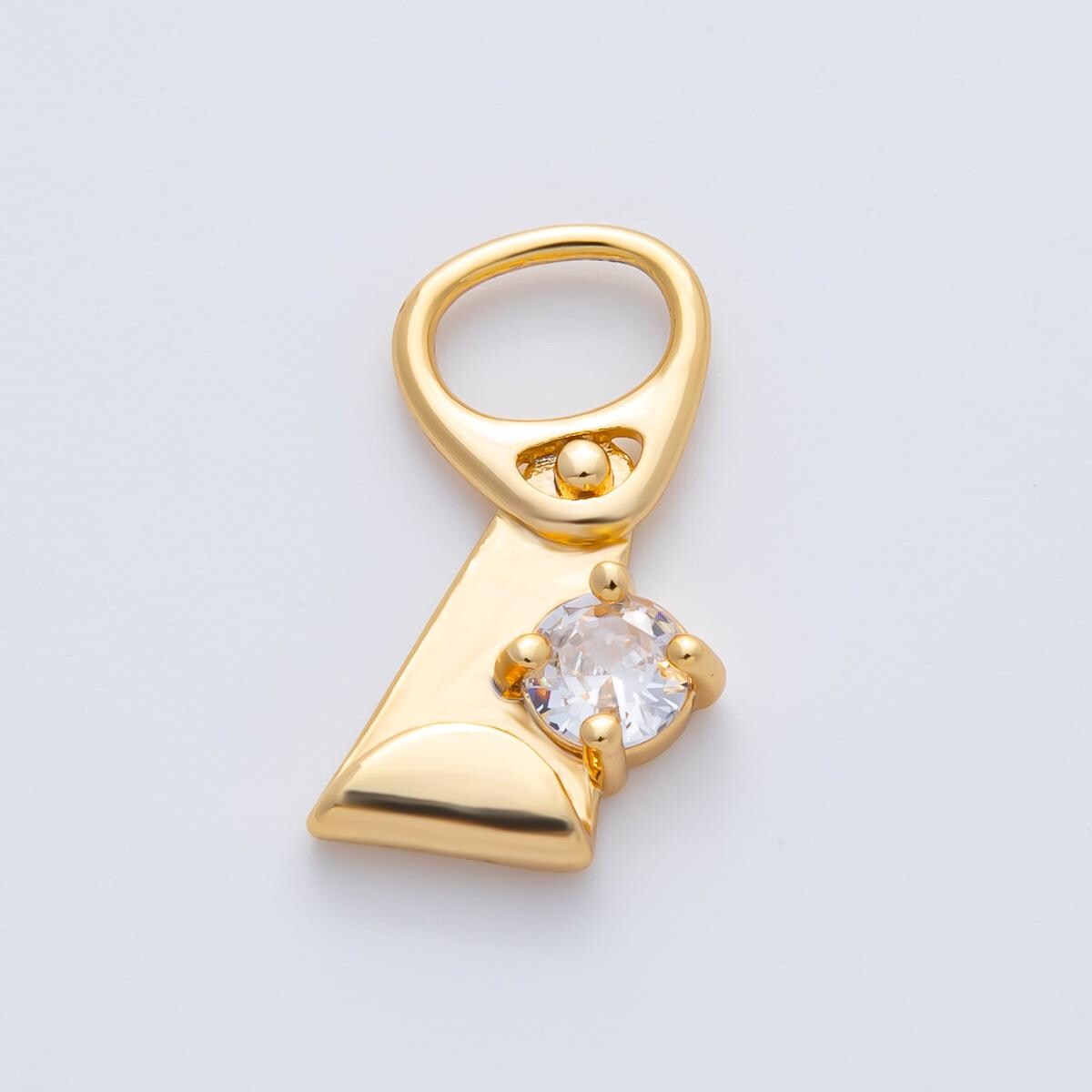 18K Gold Filled 21mm Clear CZ Abstract Geometric Soda Tab Pendant Streetwear Jewelry Finding Quirky DIY Supply for necklace | Charms-00336