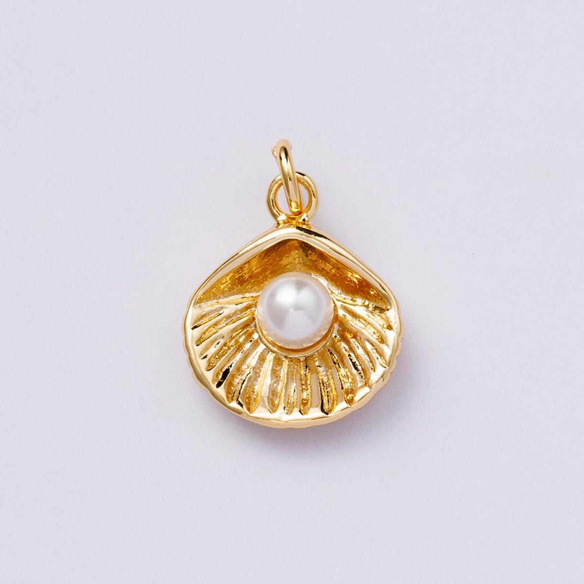 24K Gold Filled 16.1m Clam Shell Pearl Pendant Nautical Ocean Jewelry DIY Supply Summer Beach Gift for Her custom Necklace | CHARMS-00448