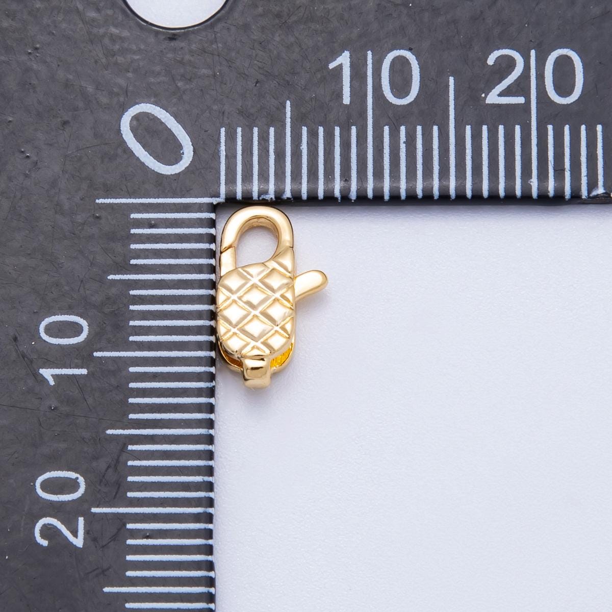 18k Gold Filled 12mm Quilted Lobster Clasp Textured Checkered Jewelry Component for custom Necklace & Bracelet DIY Supply | FINDINGS-00127
