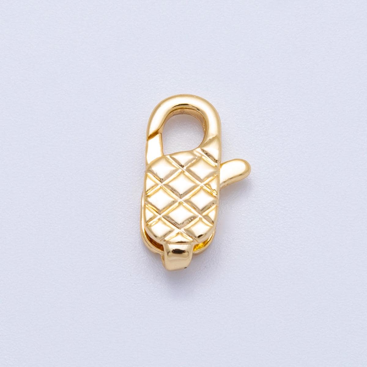18k Gold Filled 14mm Quilted Lobster Clasp Textured Checkered Jewelry Component for custom Necklace & Bracelet DIY Supply | FINDINGS-00128