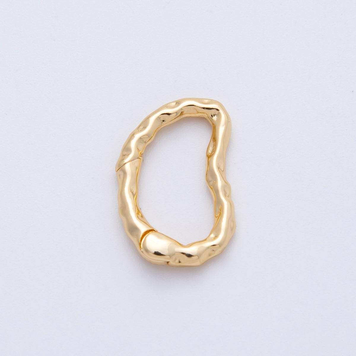 18K Gold Filled 20mm Hammered Irregular Push Gate Clasp Closure Textured Luxury Charm Holder Artisan Fine Jewelry Findings | FINDINGS-00062