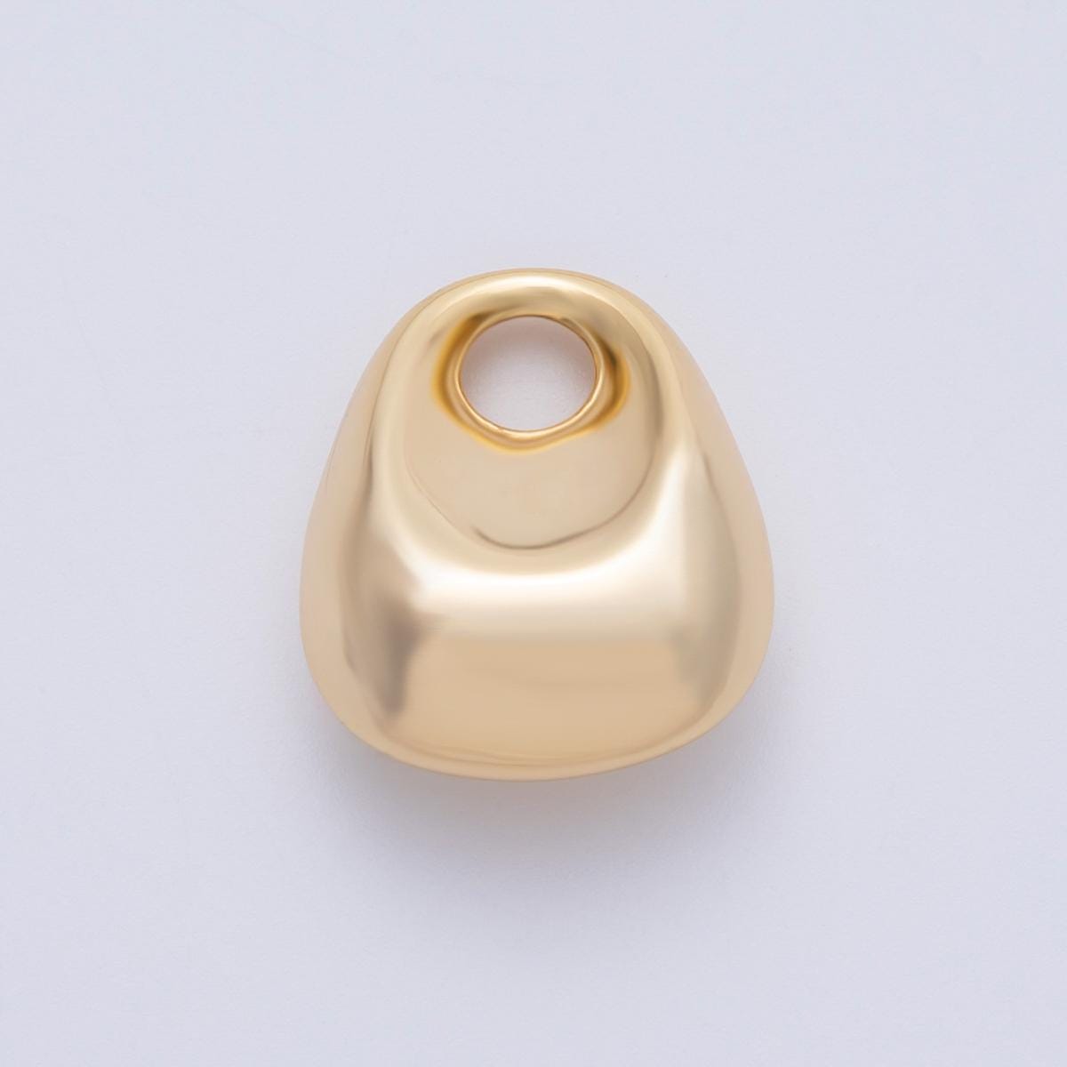 18K Gold Filled 25mm Plain Minimalist Puffed Drop Bead Sculptural Molten Gold Charm Minimalist Puffy Teardrop Amulet | Findings-00063