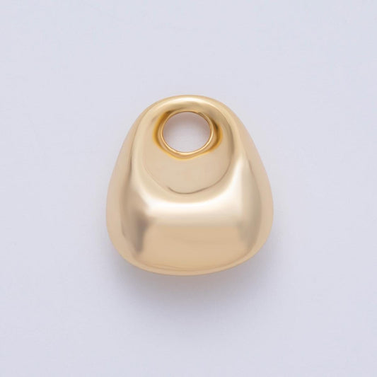 18K Gold Filled 25mm Plain Minimalist Puffed Drop Bead Sculptural Molten Gold Charm Minimalist Puffy Teardrop Amulet | Findings-00063