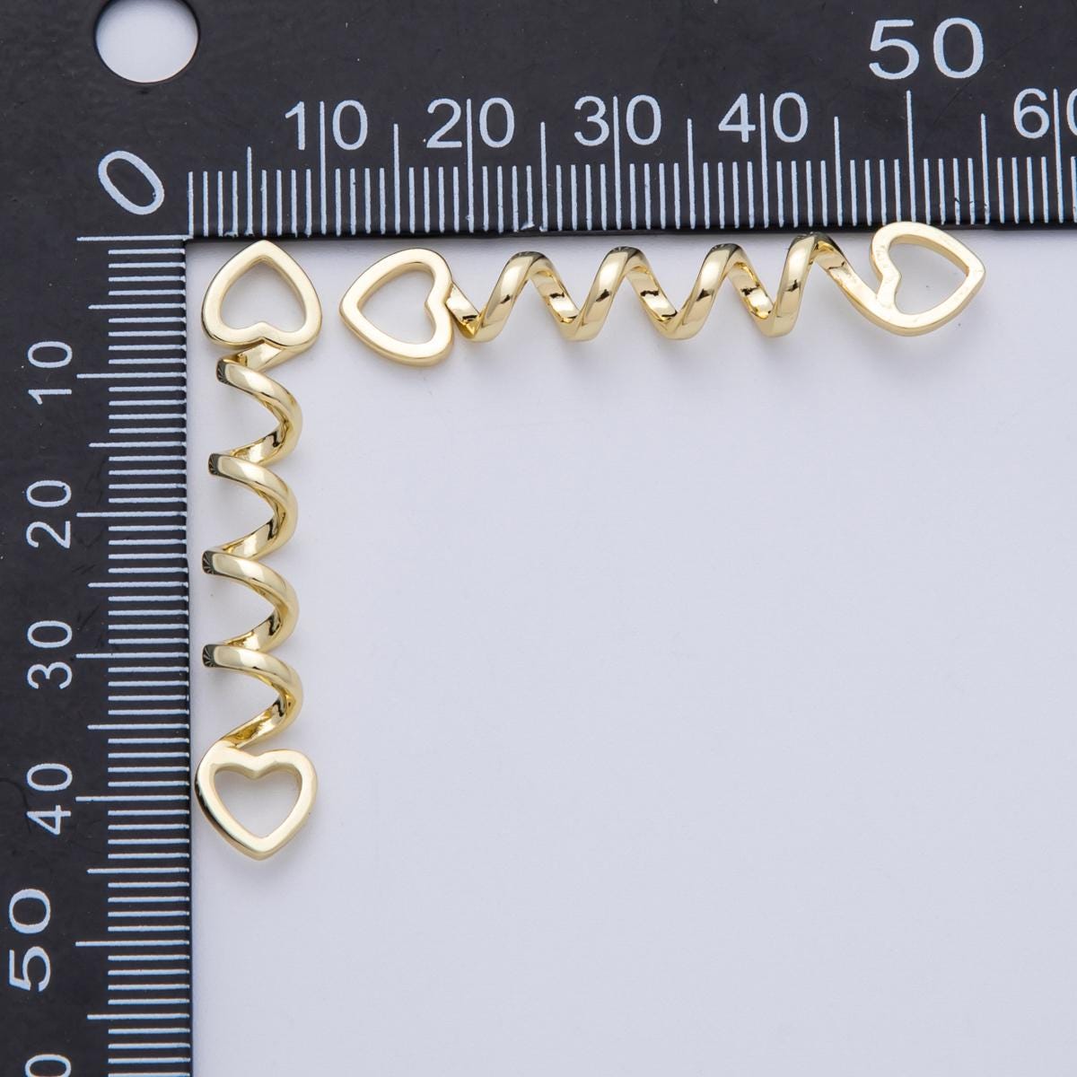 16K Gold Filled 44mm Minimalist Open Heart Spiral Connector Twisted Helix Charm Link Unique DIY Jewelry Component Gift | Findings-00065
