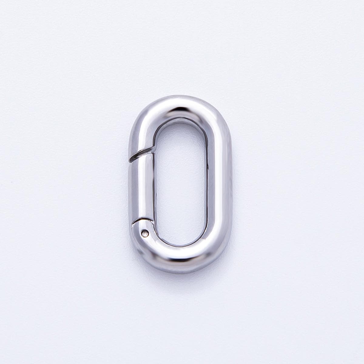Stainless Steel 18.3mm & 22.6mm High-Polish Silver Oval Carabiner Clasp Minimalist Charm Connector for DIY Modern Jewelry | FINDINGS-00076