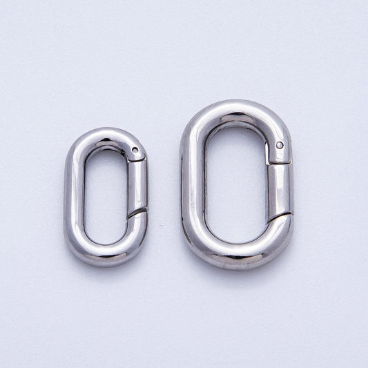 Stainless Steel 18.3mm & 22.6mm High-Polish Silver Oval Carabiner Clasp Minimalist Charm Connector for DIY Modern Jewelry | FINDINGS-00076