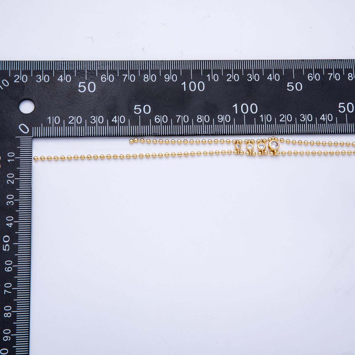 18K Gold Filled Lariat Necklace, Y Beaded Necklace, Clear, Clear CZ Necklace, Minimalist Jewelry Long Gold Necklace 17.9 inch WA-4037