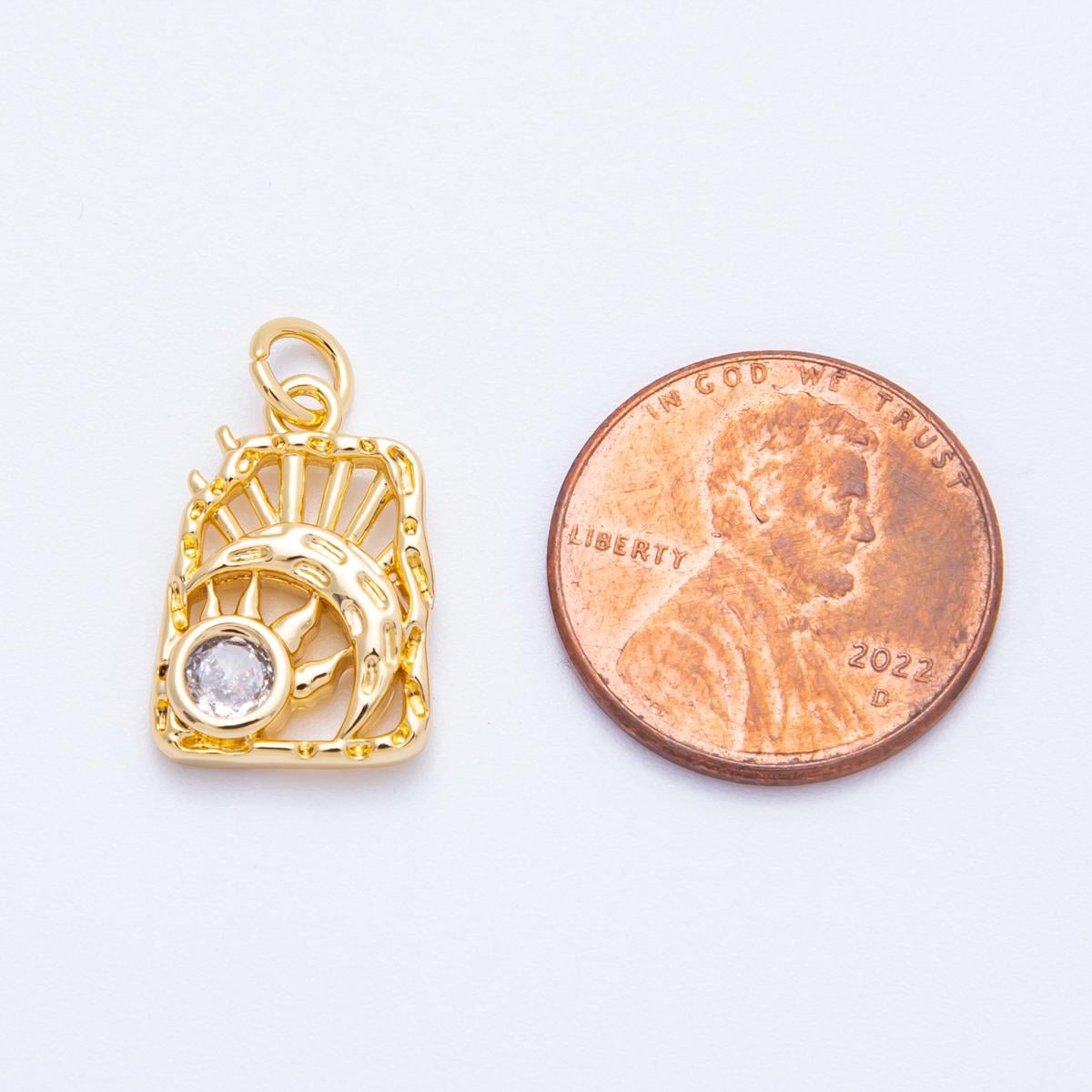 18k gold filled moon charms ,cubic moon pendants, celestial charm, medallion charm, moon and star pendant Charms-00348