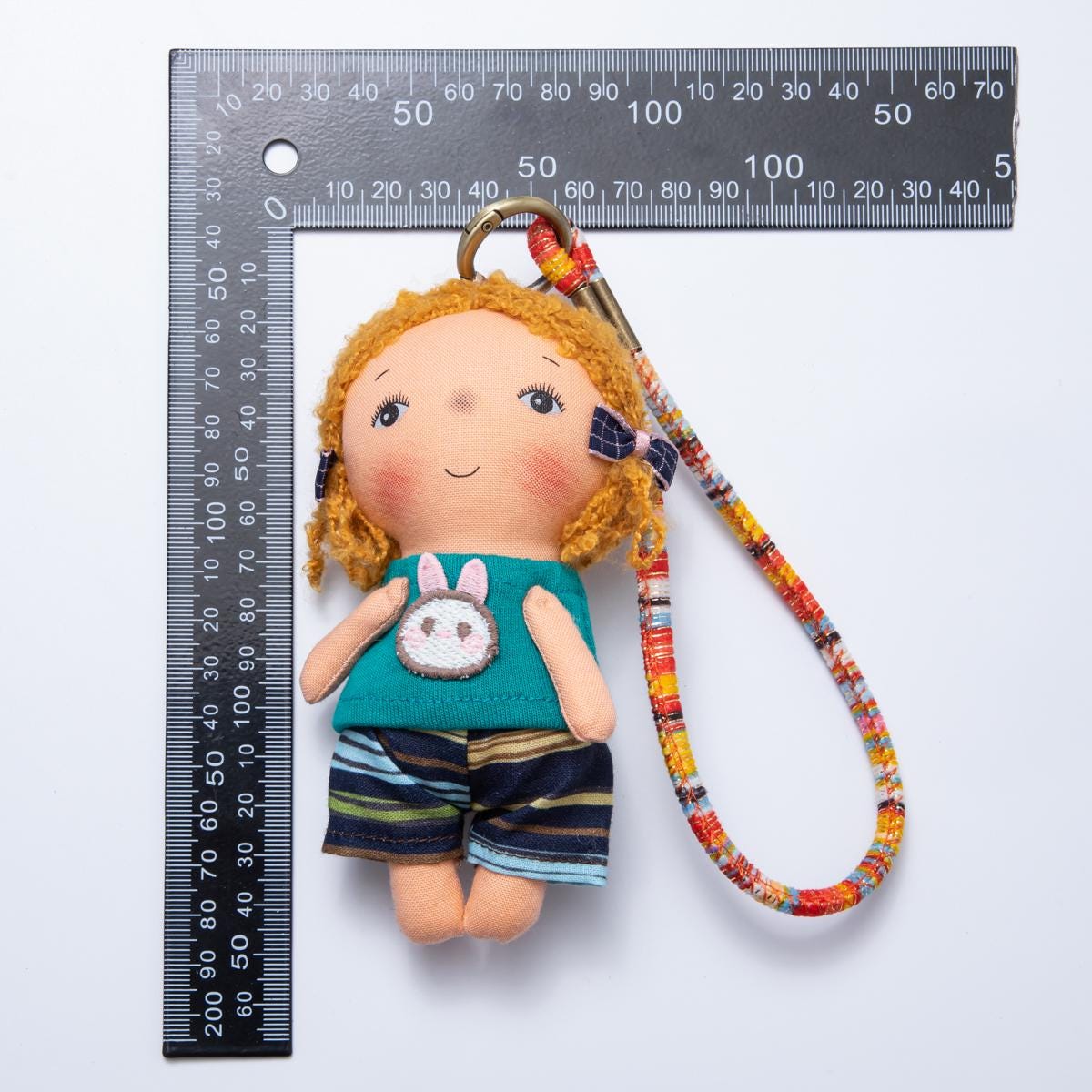 Fabric Doll 300mm Red Hair and Golden Hair Little Girl Friendship Keychain Plushie for Purses Backpacks Colorful Lanyard | WB-00065