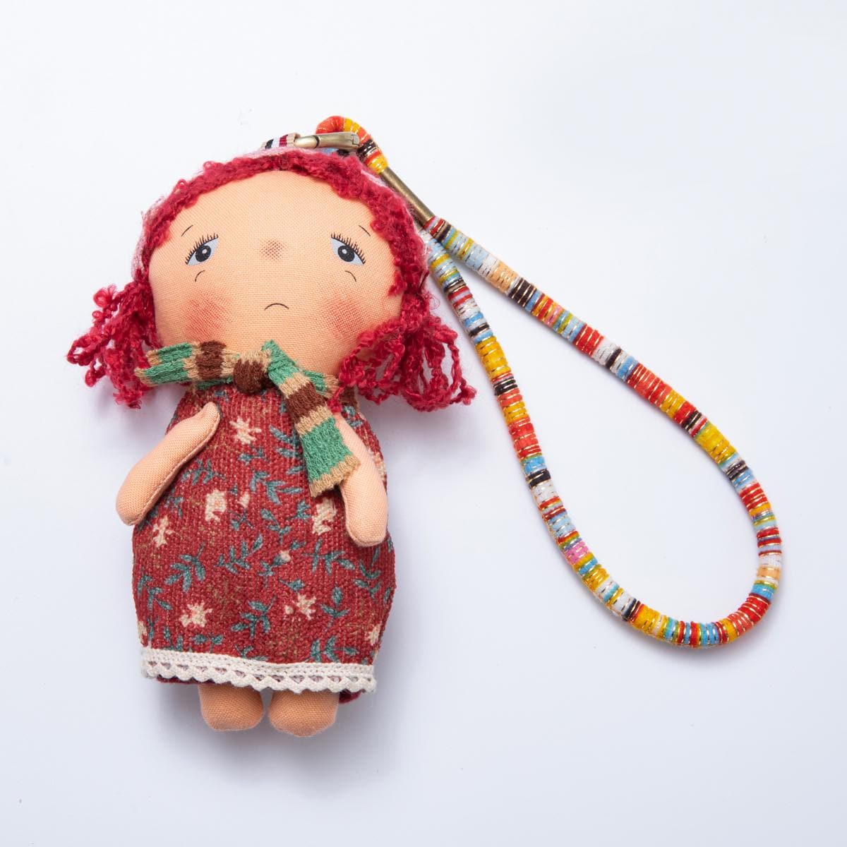Fabric Doll 300mm Red Hair and Golden Hair Little Girl Friendship Keychain Plushie for Purses Backpacks Colorful Lanyard | WB-00065