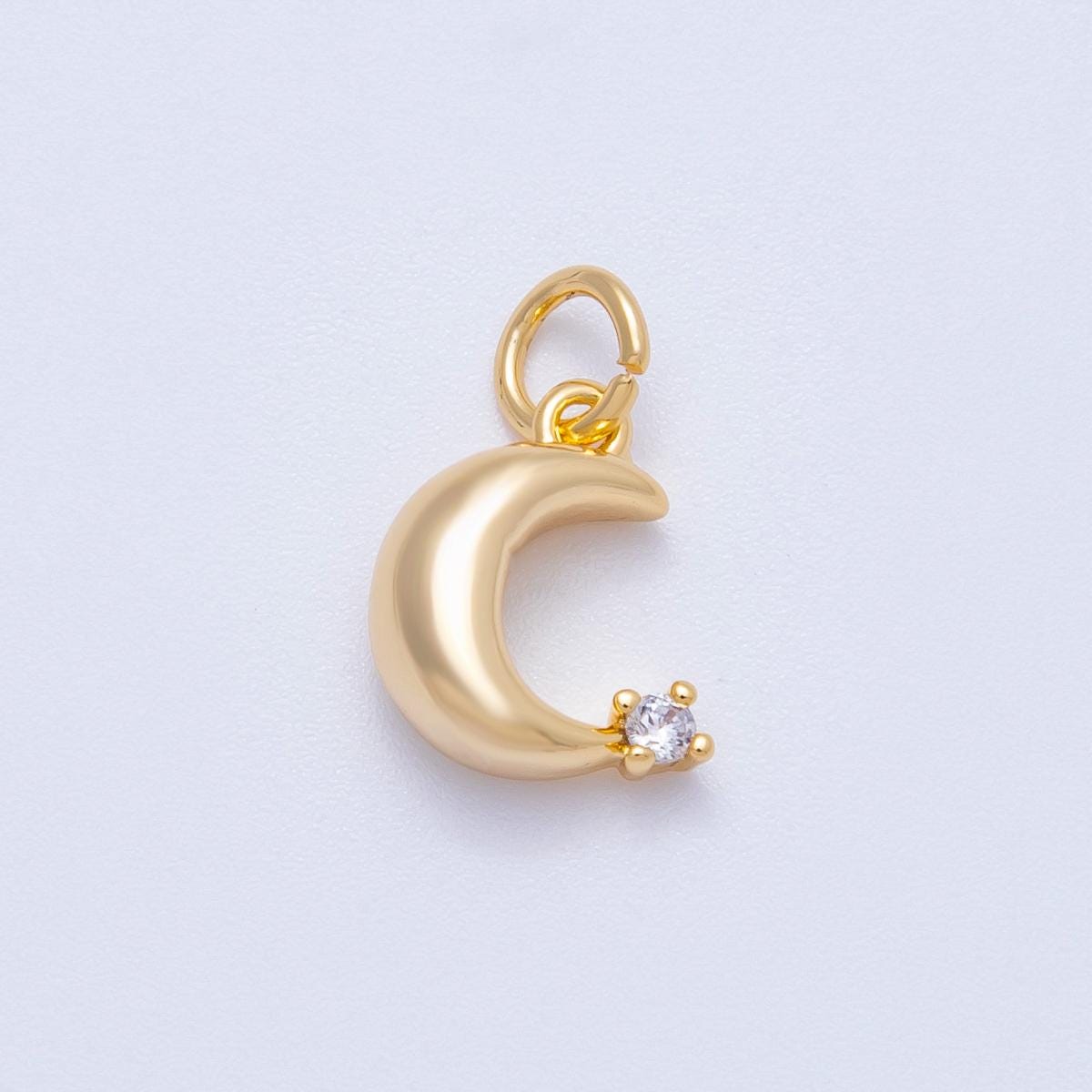 Tiny 14k Gold Filled Crescent Moon Charm Gold Pendant for Necklace Charm Component Charms-00422