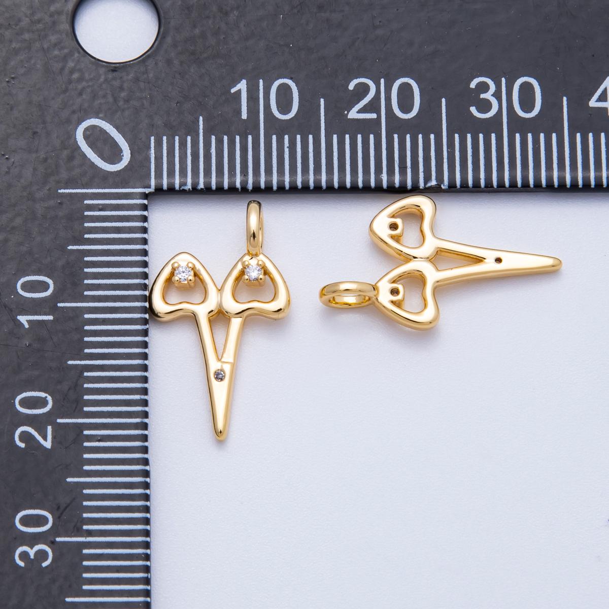Mini 18k Gold Filled Scissor Pendant Charm, Jewelry Making Supply Charms-00423