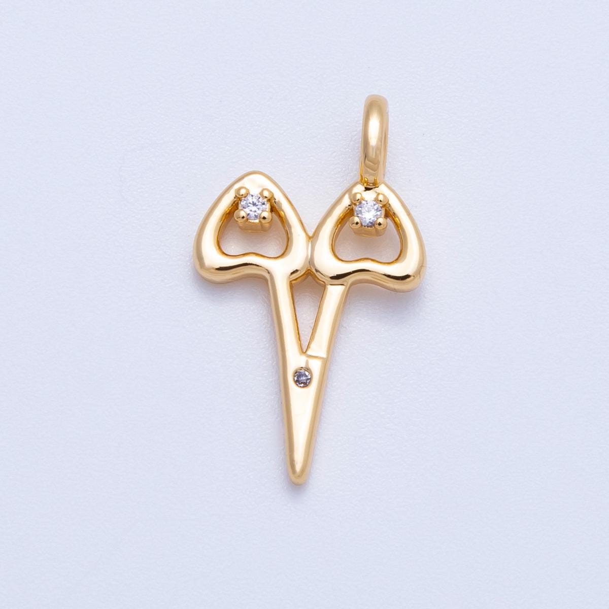 Mini 18k Gold Filled Scissor Pendant Charm, Jewelry Making Supply Charms-00423
