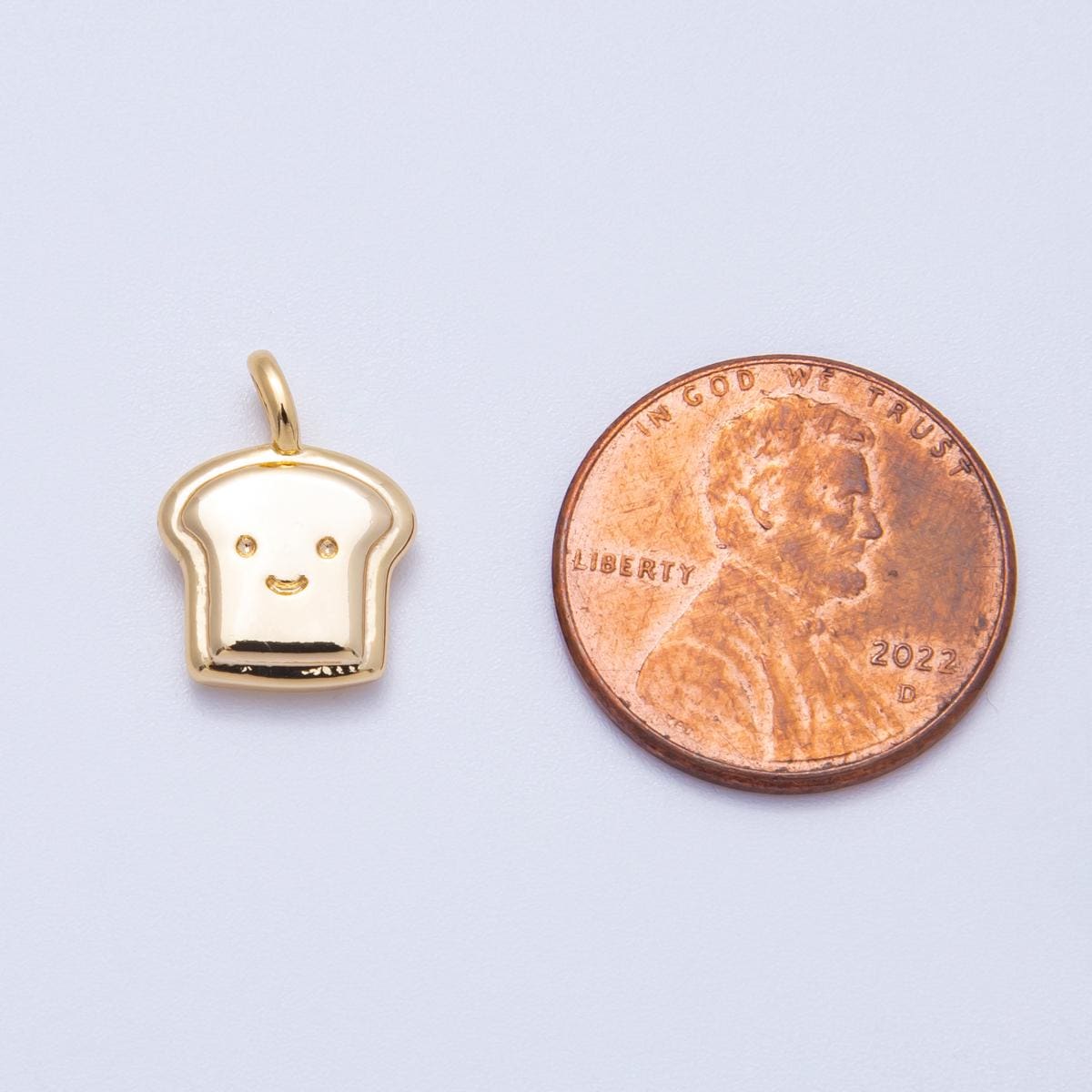 14k Gold Filled Bread Charm Cartoon French Toast Pendant Foodie Jewelry Charms-00424