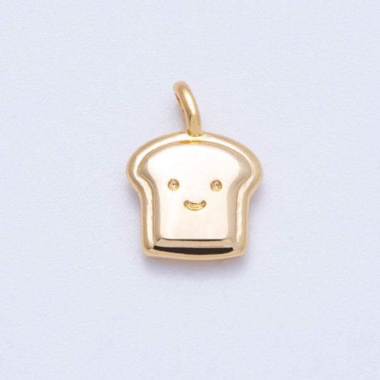 14k Gold Filled Bread Charm Cartoon French Toast Pendant Foodie Jewelry Charms-00424