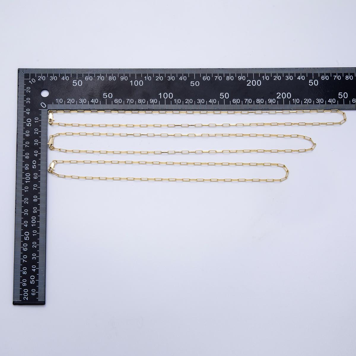Gold Paper Clip Chain Necklace 16, 18, 20 Inch Dainty Minimalist Layering for Charm Necklace Supply WA4154