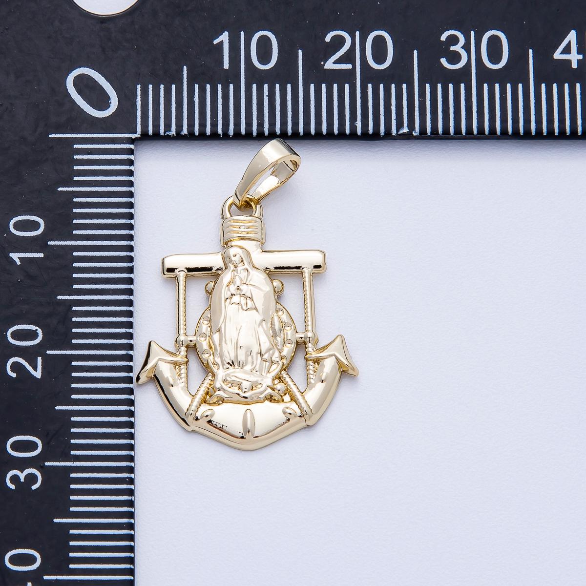 14k Gold Filled 23.2mm Virgin Mary Anchor Pendant Our Lady of Guadalupe Necklace Religious Faith Charm Hope Protection Gift | CHARMS-00454