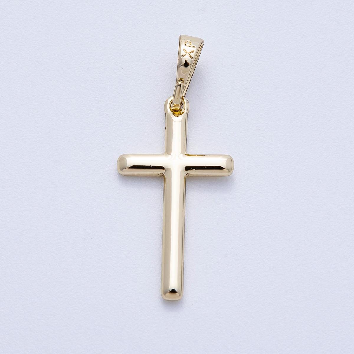 14k Gold Filled 24.1mm Dainty Gold Cross Pendant Necklace Minimalist Religious Charm Simple Polished Everyday Faith Jewelry | CHARMS-00456
