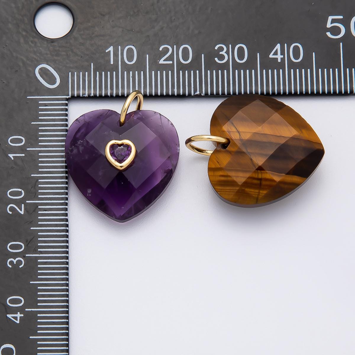 18k Gold Filled 20mm Faceted Gemstone Heart Pendant Colorful CZ Stone charms for jewelry pendant, Handmade DIY pendant wholesale Charms-436