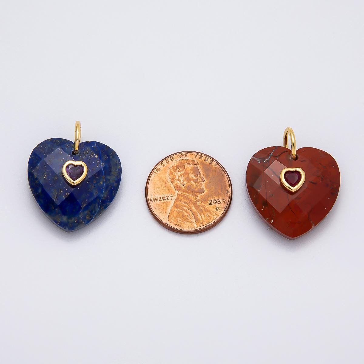 18k Gold Filled 20mm Faceted Gemstone Heart Pendant Colorful CZ Stone charms for jewelry pendant, Handmade DIY pendant wholesale Charms-436