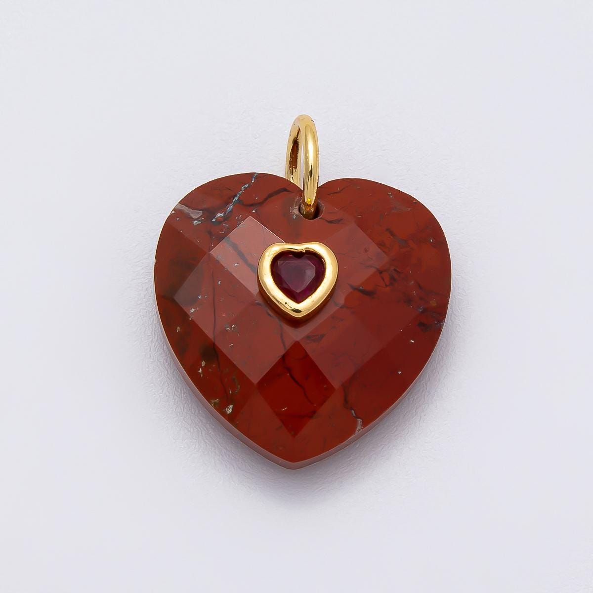 18k Gold Filled 20mm Faceted Gemstone Heart Pendant Colorful CZ Stone charms for jewelry pendant, Handmade DIY pendant wholesale Charms-436