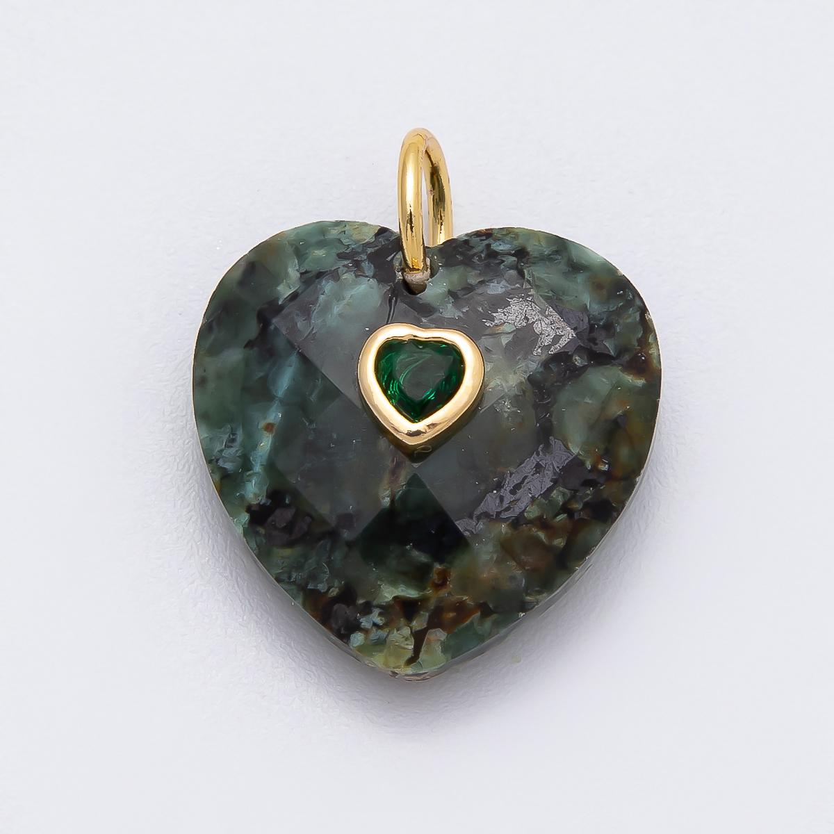 18k Gold Filled 20mm Faceted Gemstone Heart Pendant Colorful CZ Stone charms for jewelry pendant, Handmade DIY pendant wholesale Charms-436