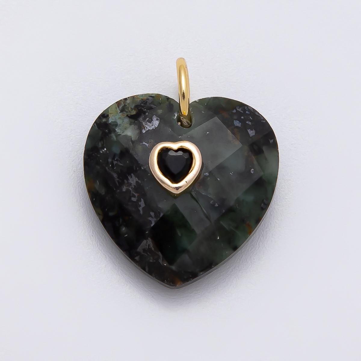 18k Gold Filled 20mm Faceted Gemstone Heart Pendant Colorful CZ Stone charms for jewelry pendant, Handmade DIY pendant wholesale Charms-436