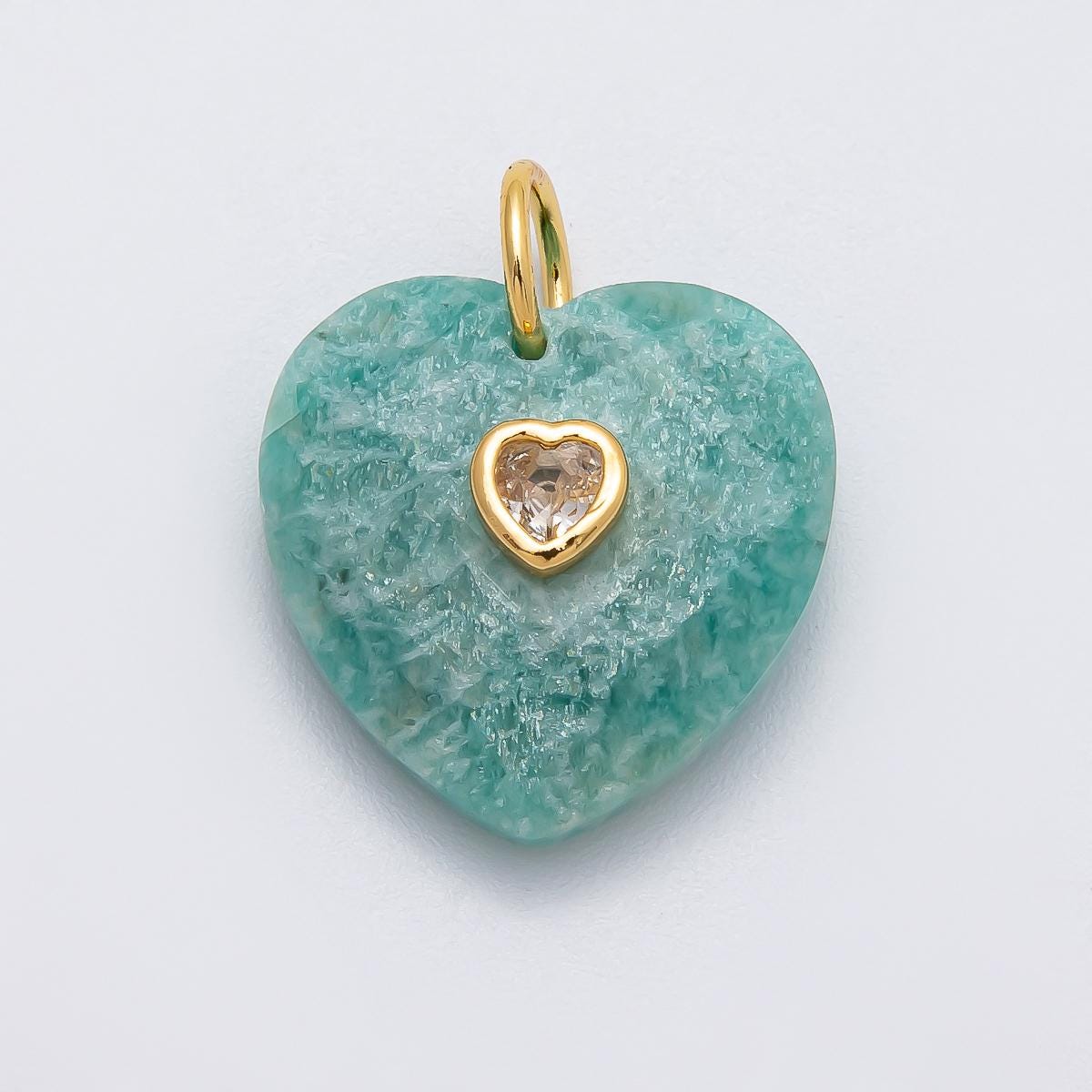 18k Gold Filled 20mm Faceted Gemstone Heart Pendant Colorful CZ Stone charms for jewelry pendant, Handmade DIY pendant wholesale Charms-436