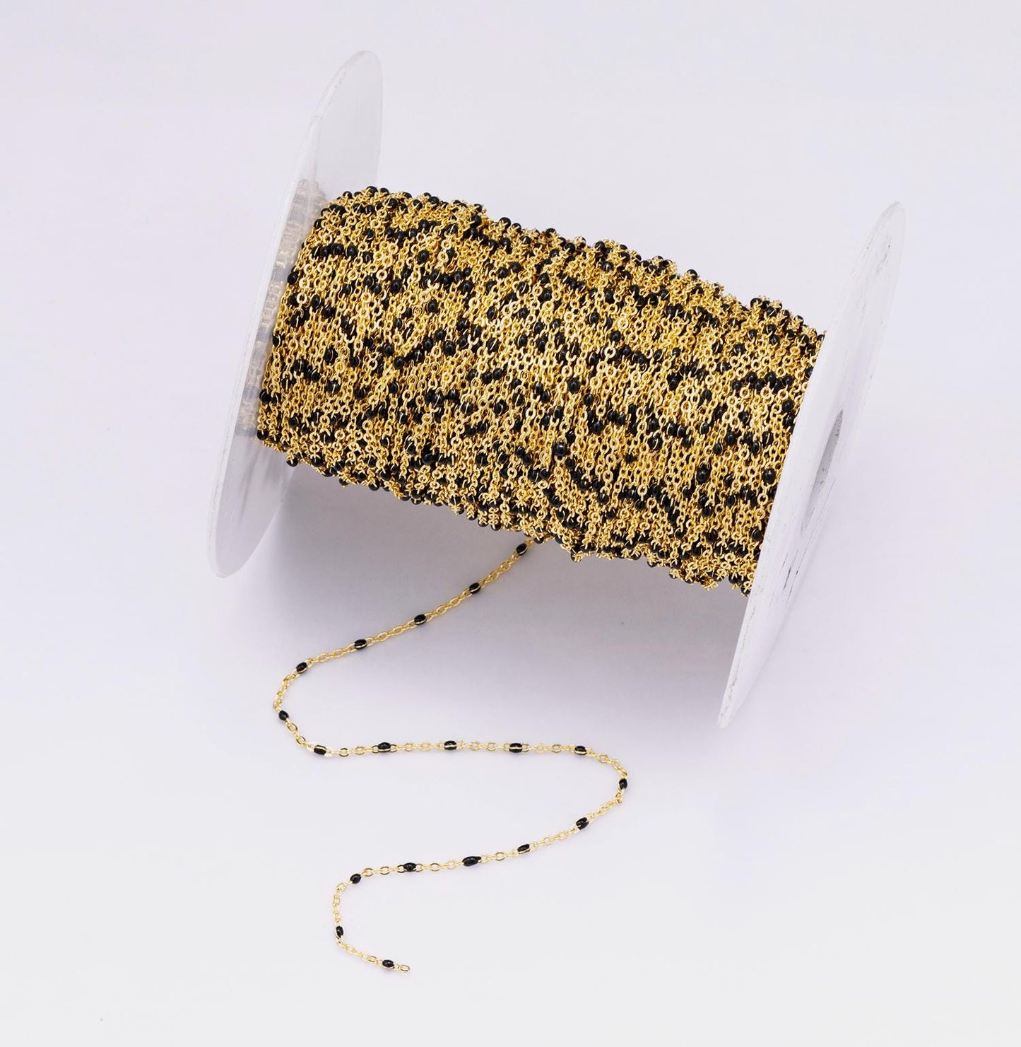Satellite Black Enamel Chain by the Yard 16k Golf Filled Roll | Roll-1866