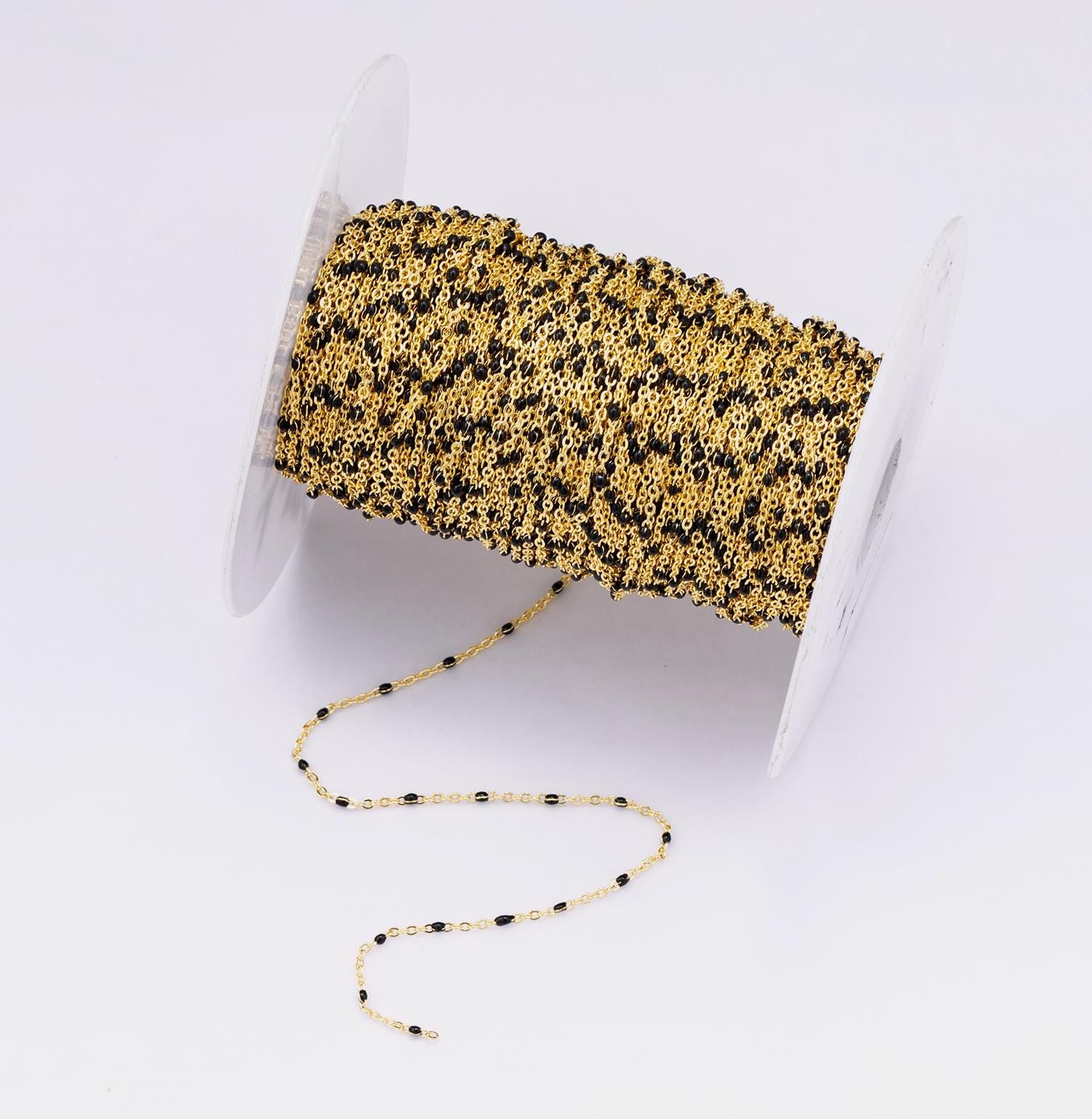 Satellite Black Enamel Chain by the Yard 16k Golf Filled Roll | Roll-1866