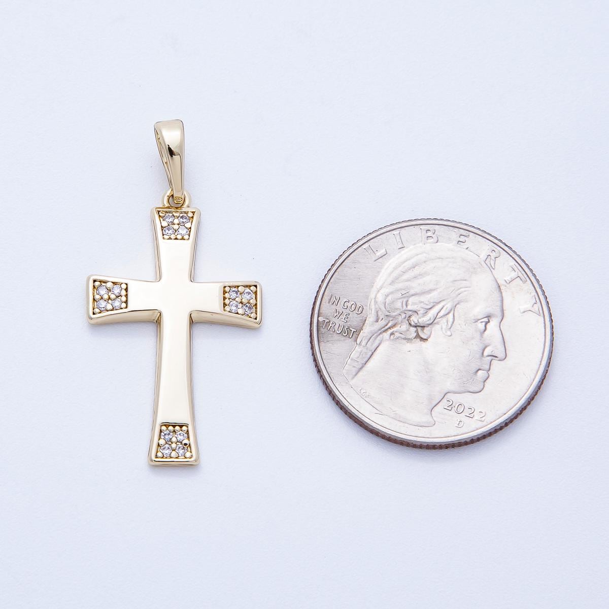 14k Gold Fill Catholic Cross Pendant, Christian Religious Charm for Necklace Making Charms-00352