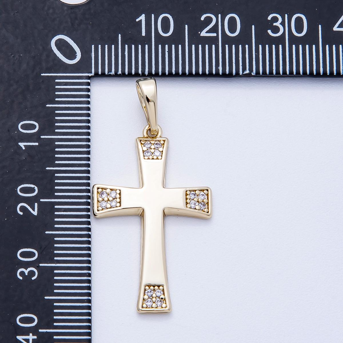 14k Gold Fill Catholic Cross Pendant, Christian Religious Charm for Necklace Making Charms-00352