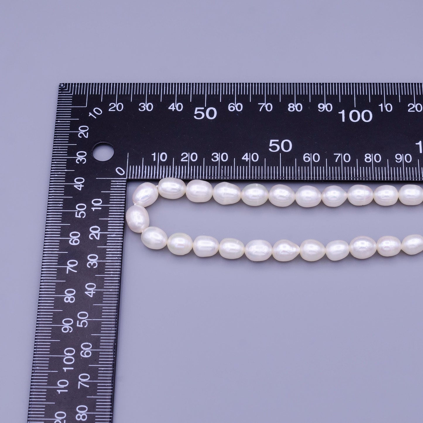7mm White Rice Oval Shape Shell Pearl Strand 45 pcs Beads for Jewelry Making DIY Supply for Custom Necklace Bracelet | WA-01666