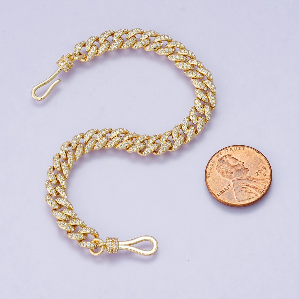 18k Gold Filled CZ Pave Cuban Link Bracelet – 7 Inch Chunky Hip Hop Jewelry WA-4191