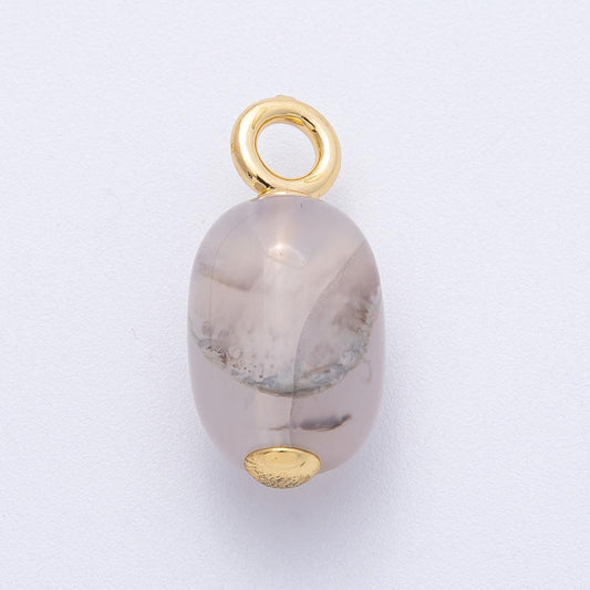 Natural Grey Gemstone Pendant 28mm 18k Gold Filled Minimalist Charm Healing Crystal Jewelry for Custom Necklace Gift for Her | CHARMS-00478