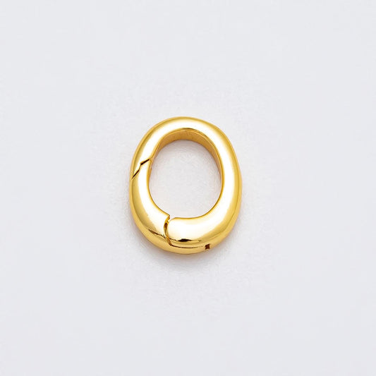 16K Gold Filled 11.5mm Minimalist Push Gate Oval Enhancer Charm Holder Spring Carabiner Connector for Necklace and Bracelet | Findings-00134